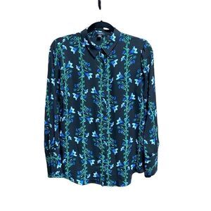 Ann Taylor Floral Button Down Blouse Size Medium